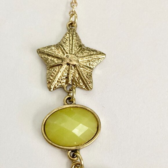 Gold Sea Shell Starfish Bib Necklace Plated Sea Life Island Nautical Beach 20" - Picture 9 of 13